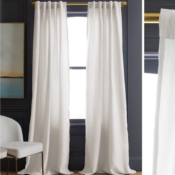 NWT QUINCE Set Of 2 48x84 European Linen Curtains Cream 7742 - Picture 1 of 10